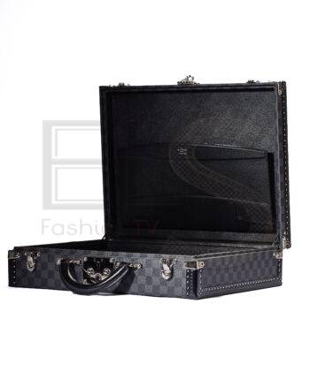 High-quality product photo of a Louis Vuitton President 45 Briefcase Damier Graphite in Black