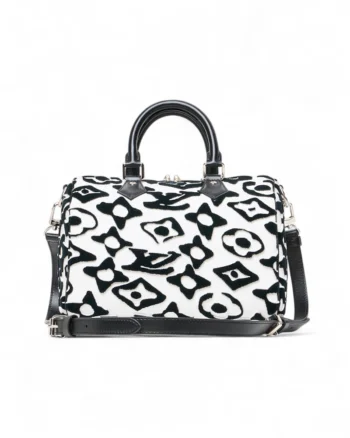 High-quality product photo of a Louis Vuitton Speedy 25 Bandouliere Fischer White in White