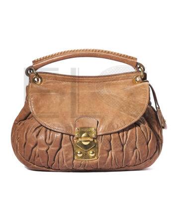 High-quality product photo of a Miu Miu Coffer Medium Groffata Biscuit in Cookie