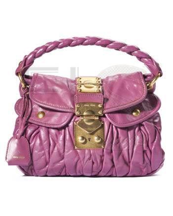High-quality product photo of a Miu Miu Coffer Small Embossed Purple in Viola