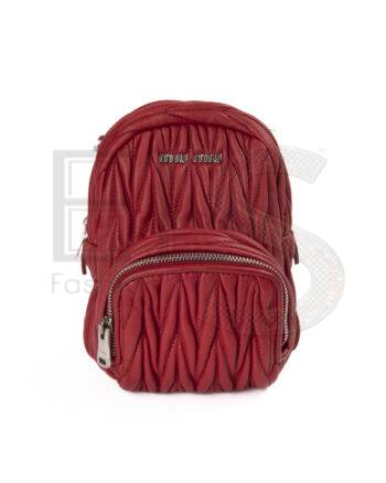 High-quality product photo of a Miu Miu Micro Embossed Backpack Red in Red