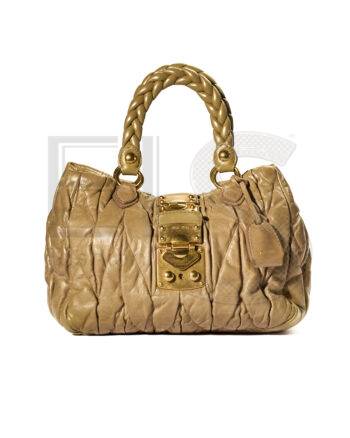 High-quality product photo of a Miu Miu Shopper Square Small Embossed Beige in Beige