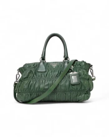 High-quality product photo of a Prada Shopper Medium Embossed Green in Green