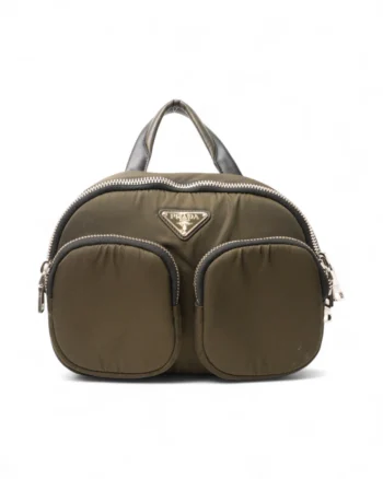 High-quality product photo of a Prada Small Re-Nylon Cargo Backpack Military Green in Military Green