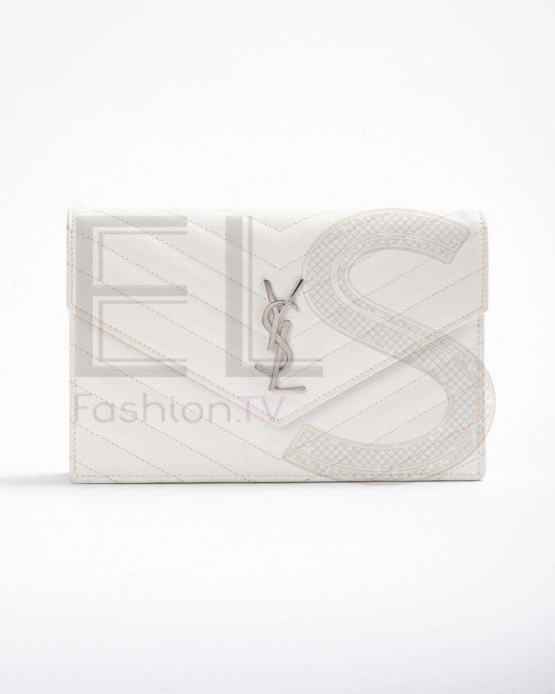 Saint Laurent Cassandre Chain Wallet Granulated White – Excellent Collectors Edition