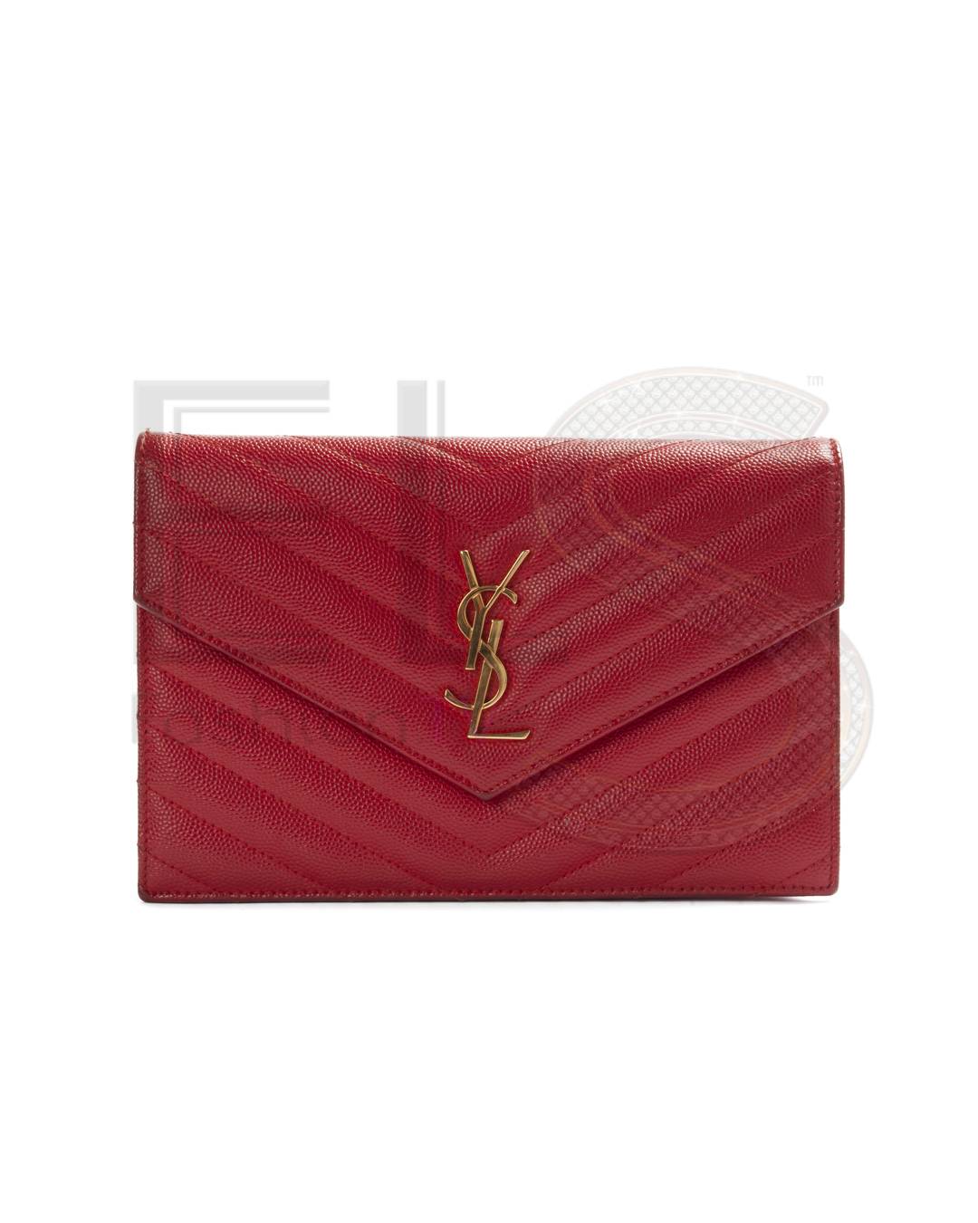 Saint Laurent Cassandre Chain Wallet Quilted Red – Excellent Collectors Edition