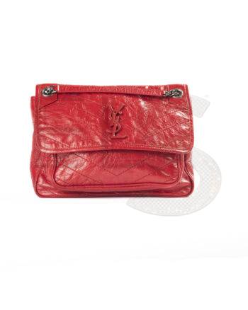 High-quality product photo of a Saint Laurent Niki Medium Quilted Vintage Leather Red in Red