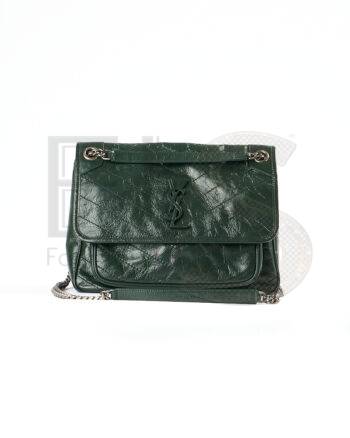 High-quality product photo of a Saint Laurent Niki Medium Vintage Green Leather in Green