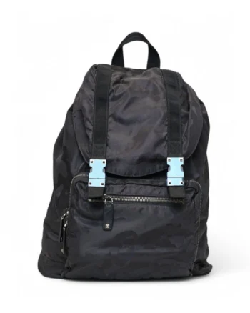 High-quality product photo of a Valentino Black Camouflage Nylon Backpack in Black