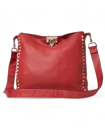 High-quality product photo of a Valentino Rockstud Medium Red Shoulder Bag in Red