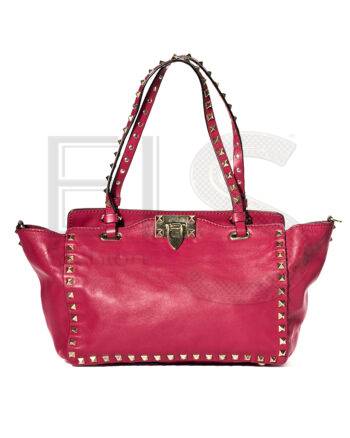 High-quality product photo of a Valentino Rockstud Shopper Small Fuchsia in Fuchsia