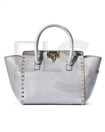 High-quality product photo of a Valentino Rockstud Shopper Small Grey in Gray
