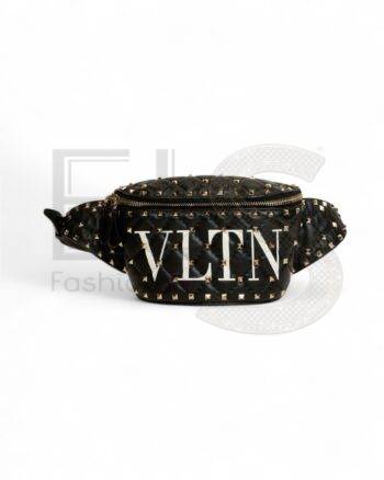 High-quality product photo of a Valentino Spike Bum Bag Black in Black