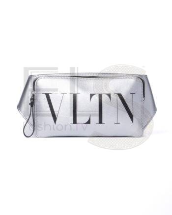 High-quality product photo of a Valentino VLTN Medium Bum Bag Silver in Silver